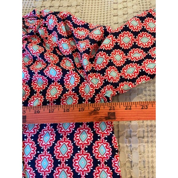 Crown & Ivy Boho Peasant Petite Large Navy Red Patterened Top Blouse Casual - Picture 10 of 11